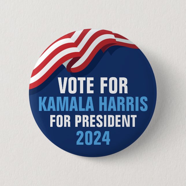 Vote Kamala Harris for President 2024 Blue Button (Front)