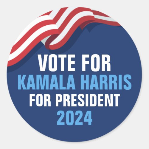 Vote Kamala Harris for President 2024 Blue Classic Round Sticker