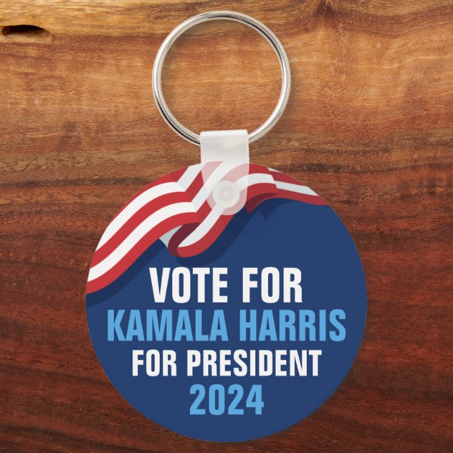 Vote Kamala Harris for President 2024 Blue Keychain (Front)