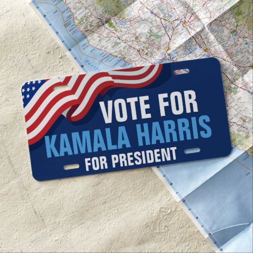 Vote Kamala Harris for President 2024 Blue License Plate