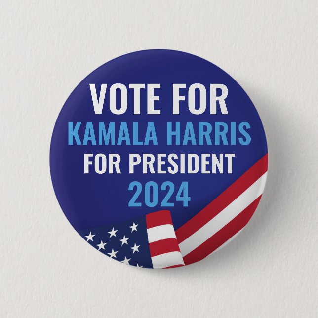 Vote Kamala Harris For President 2024  Button (Front)
