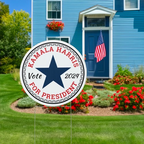 Vote Kamala Harris for President 2024 Star Yard Sign