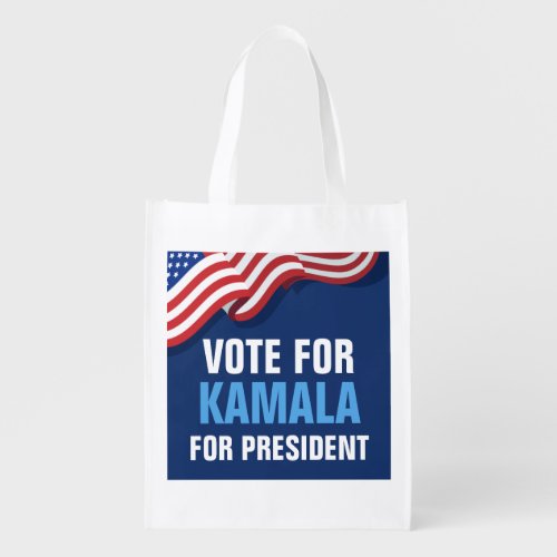 Vote Kamala Harris for President Blue Election Grocery Bag