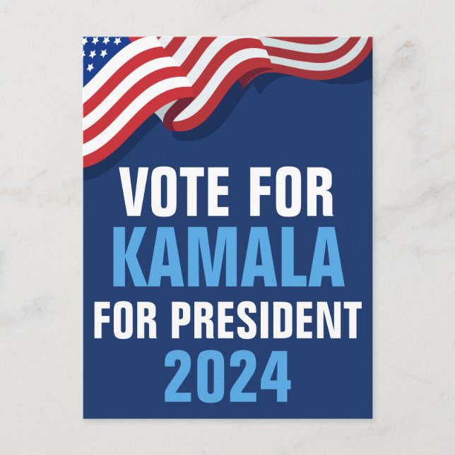 Vote Kamala Harris for President Blue Election Postcard (Front)