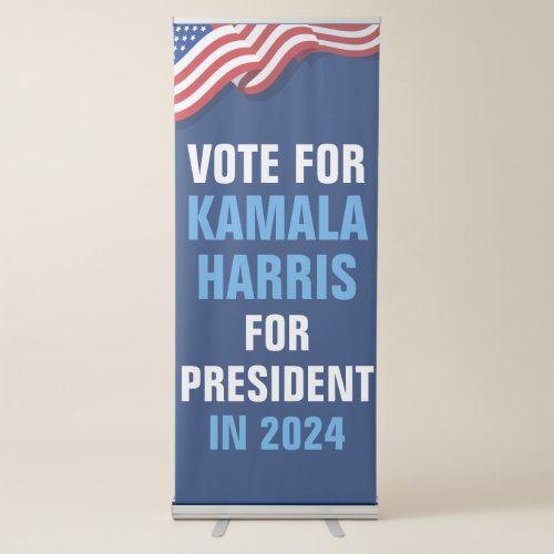 Vote Kamala Harris for President Blue Election Retractable Banner