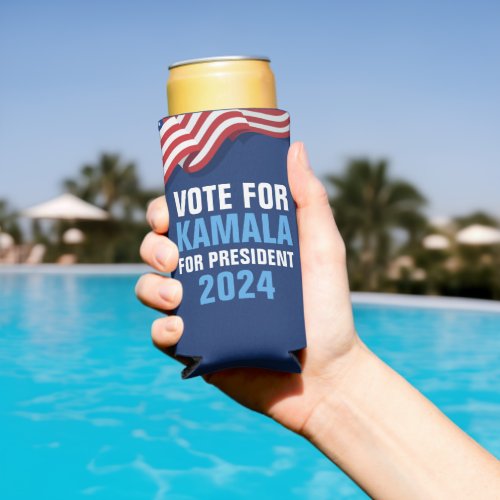 Vote Kamala Harris for President Blue Election Seltzer Can Cooler