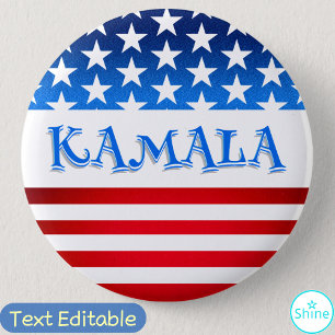 Vote Kamala Harris USA Flag Typography Custom Text Button