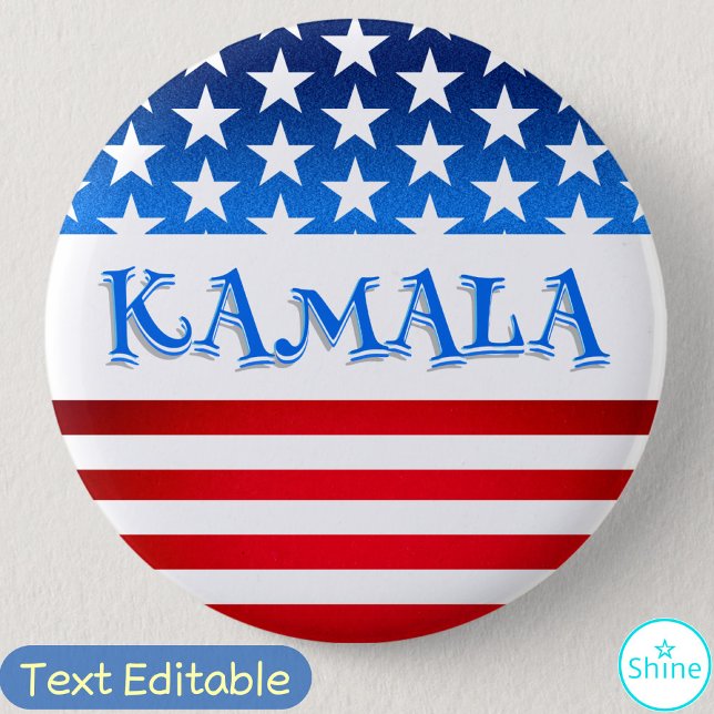 Vote Kamala Harris USA Flag Typography Custom Text Button (Creator Uploaded)