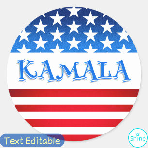 Vote Kamala Harris USA Flag Typography Custom Text Classic Round Sticker