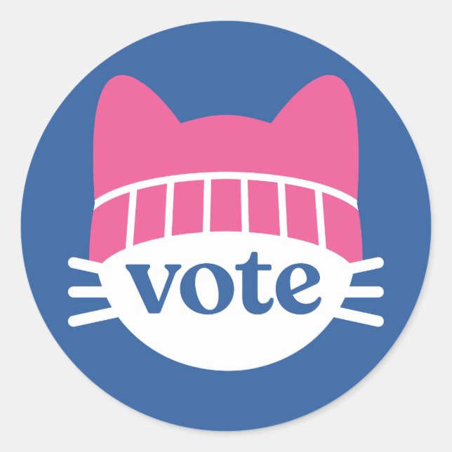 Vote Kitty Blue Classic Round Sticker (Front)