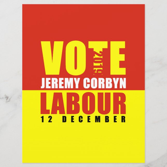 Vote Labor Jeremy Corbyn Paper Sheet Double Sided (Front)
