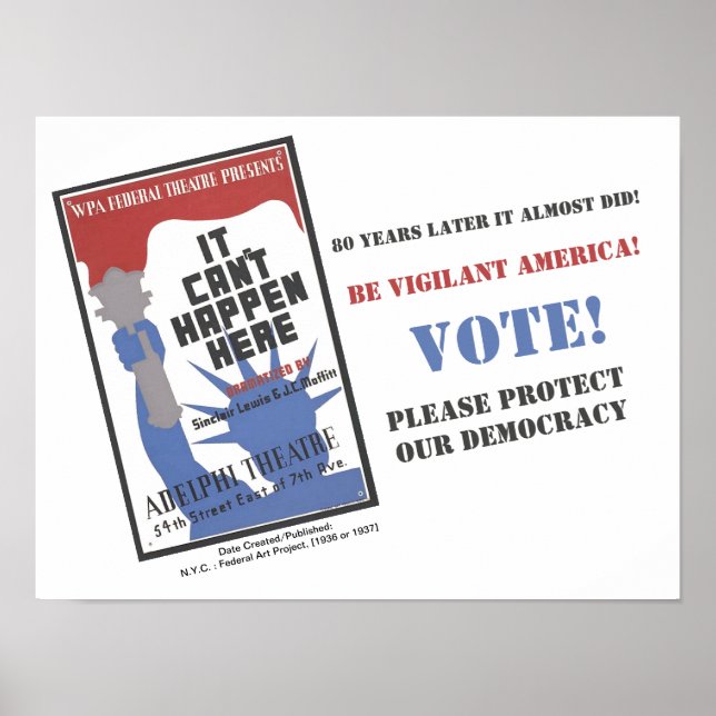 Vote Liberal, Poster WPA It Can't Happen Here 1936 (Front)