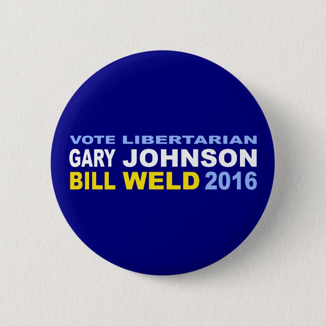 Vote Libertarian Johnson-Weld 2016 Button (Front)