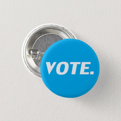 Vote light blue and white pin button
