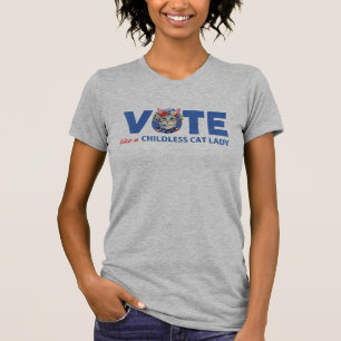 Vote Like a Childless Cat Lady Floral Cat Kamala T-Shirt