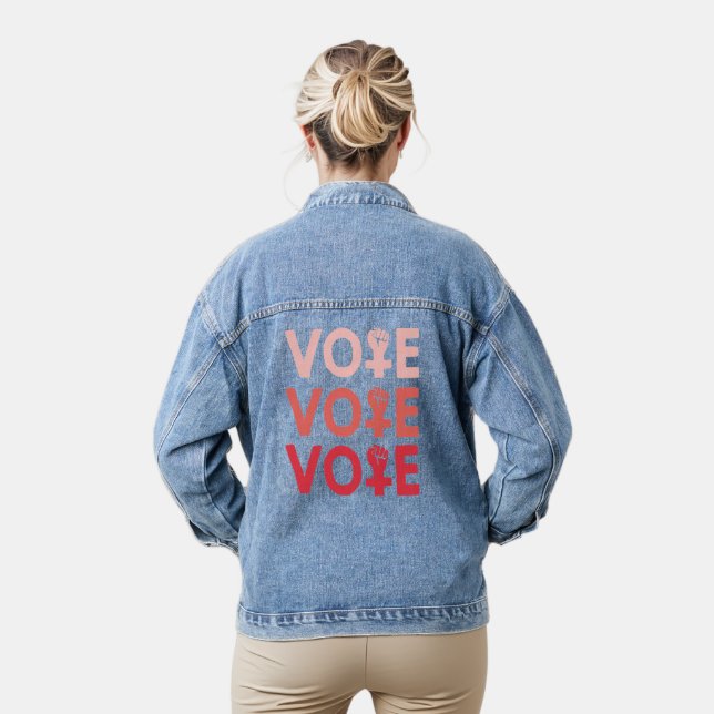 Vote Like A Feminist Denim Jacket (Model)