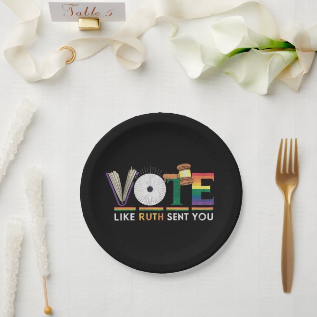 Vote Like Ruth Sent You Gavel Feminists Lgbt Pride Paper Plates (Wedding)