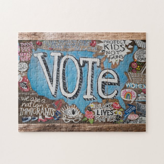 VOTE LOUD puzzle of an original painting on wood (Horizontal)