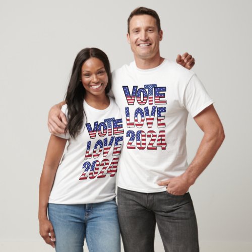 Vote Love 2024 Vote Blue Save Democracy T_Shirt