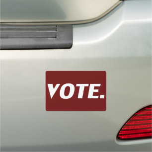"vote" maroon wine white Car Magnet
