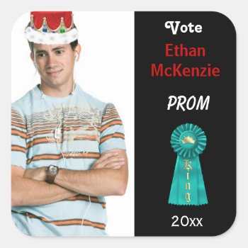 Vote Me For Prom King (aqua) Square Sticker by graphicdesign at Zazzle