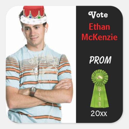 Vote me for Prom King Green Square Sticker