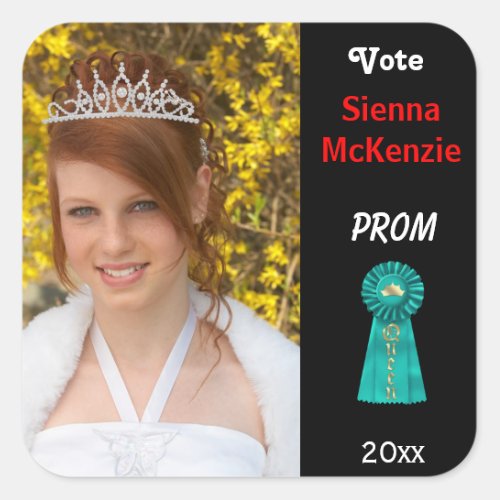 Vote me for Prom Queen Aqua Square Sticker