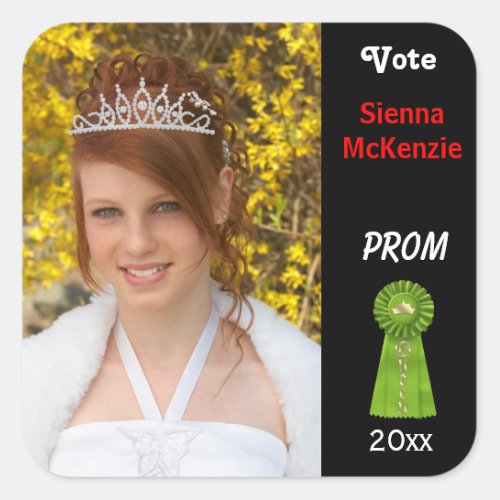Vote me for Prom Queen Green Square Sticker