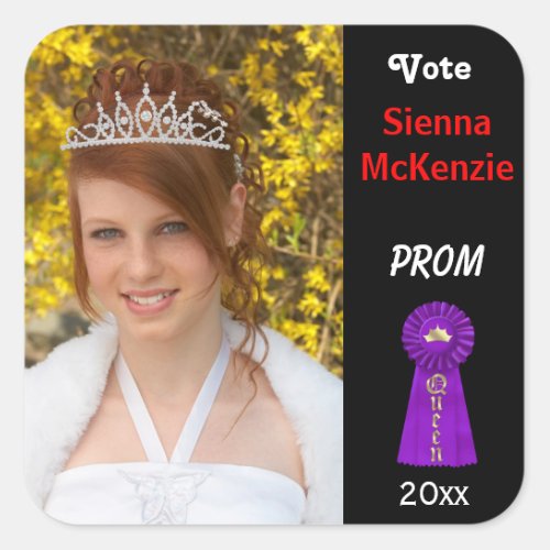 Vote me for Prom Queen Purple Square Sticker