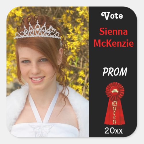 Vote me for Prom Queen Red Square Sticker