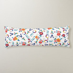 Vote Modern Floral in Green Pink Orange Blue Body Pillow