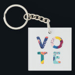 Vote Modern Floral Pattern Blue Acrylic Keychain<br><div class="desc">The letters in the word "vote" are made up of an abstract modern,  floral pattern in shades of blue,  green,  yellow,  pink,  and orange. Makes a wonderful gift for the activist,  politico or student in your life.</div>