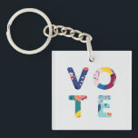 Vote Modern Floral Pattern Blue Acrylic Keychain<br><div class="desc">The letters in the word "vote" are made up of an abstract modern,  floral pattern in shades of blue,  green,  yellow,  pink,  and orange. Makes a wonderful gift for the activist,  politico or student in your life.</div>