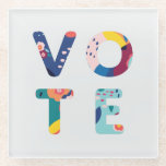 Vote Modern Floral Pattern Multicolored Coaster<br><div class="desc">The letters in the word "vote" are made up of an abstract modern,  floral pattern in shades of blue,  green,  yellow,  pink,  and orange. Makes a wonderful gift for the activist,  politico or student in your life.</div>