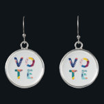 Vote Modern Floral Pattern Political Earrings<br><div class="desc">Get out the vote this election year with these gorgeous and fun earrings! The letters in the word "vote" are made up of an abstract modern,  floral pattern in shades of blue,  green,  yellow,  pink,  and orange. Makes a wonderful gift for the activist,  politico or student in your life.</div>