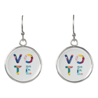 Vote Modern Floral Pattern Political Earrings