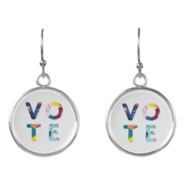 Vote Modern Floral Pattern Political Earrings (Front)
