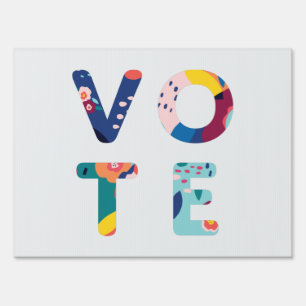 Vote Modern Floral Pattern Political Yard Sign