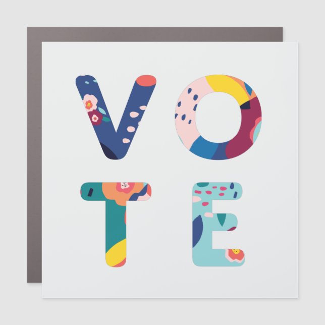 Vote Modern Floral Political Election Car Magnet (Front)