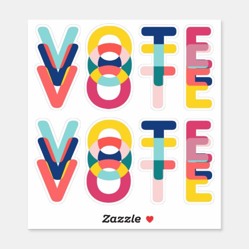 Vote Modern Multi_Color Vibrant Sticker