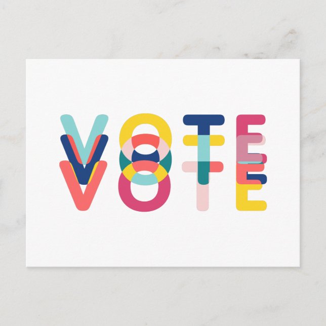 Vote Multicolor Rainbow Modern Blue Yellow Postcard (Front)
