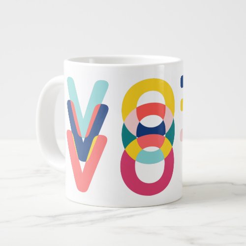 Vote Multicolor Rainbow Modern Yellow Blue Giant Coffee Mug