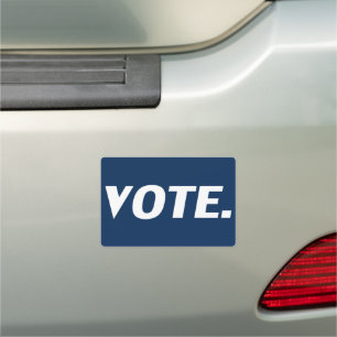 Vote navy blue and white modern typography car magnet