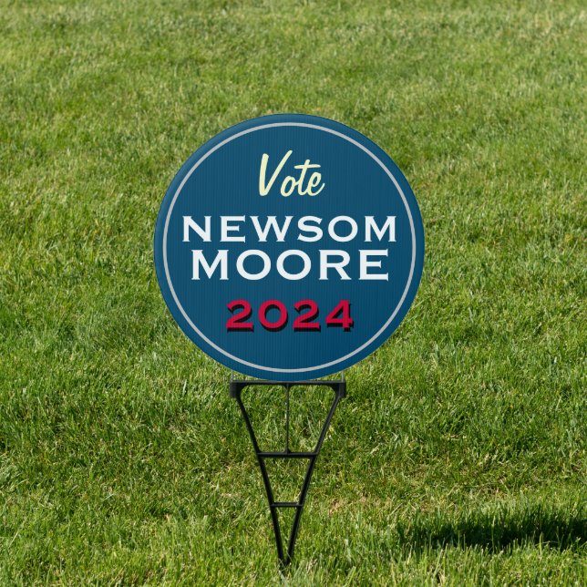 Vote NEWSOM MOORE 2024 Campaign Yard Sign (Insitu)