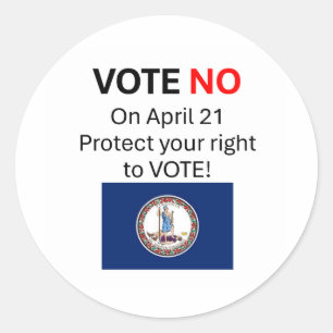 Vote NO on VA Redistricting Classic Round Sticker