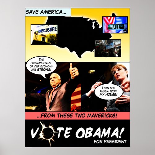 VOTE OBAMA Election Comic Strip P _ Customized Poster