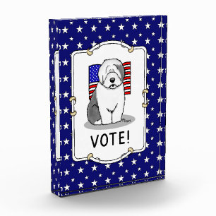 Vote! Old English Sheepdog Gray 1 Cute Political Acrylic Award
