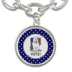 Vote! Old English Sheepdog Gray 1 Cute Political Bracelet