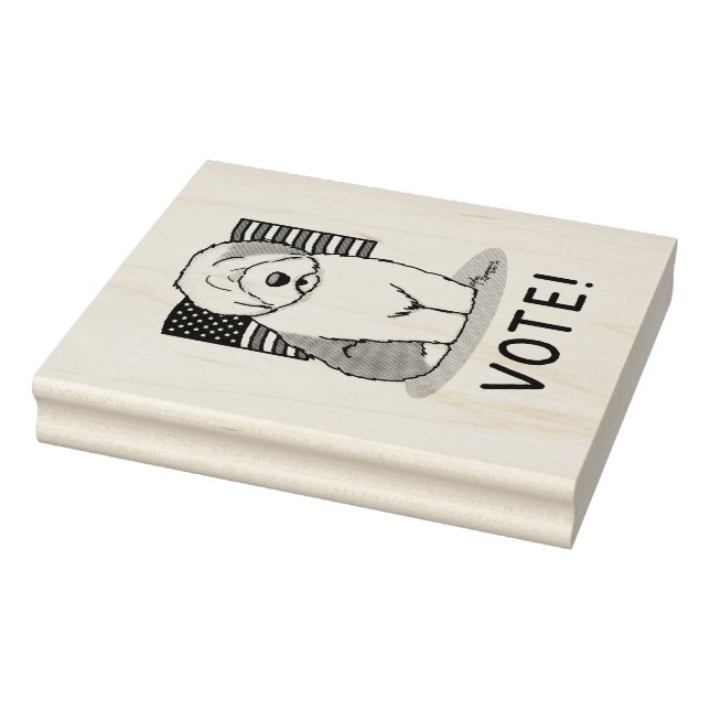 Vote! Old English Sheepdog Gray 1 Cute Political Rubber Stamp (Stamp)