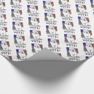 Vote! Old English Sheepdog Gray 1 Cute Political Wrapping Paper